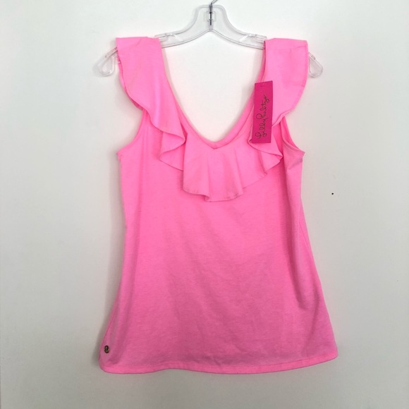 Lilly Pulitzer Tops - Lilly Pulitzer Hot Pink Ruffle Top // New With Tags NWT